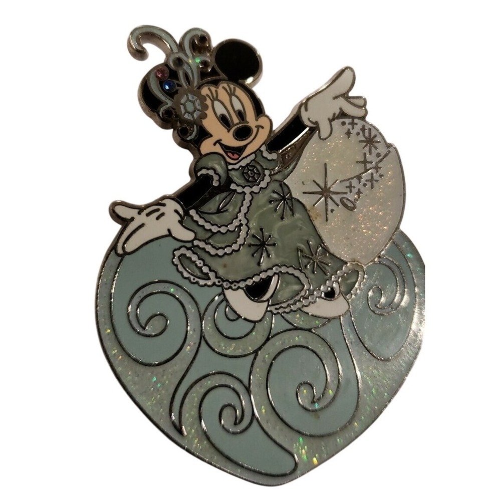 Disney Pin HKDL Hong Kong Disneyland Minnie Mouse Mardi Gras 2008 Glitter